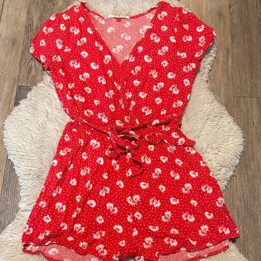 OP Red and White Floral Top
